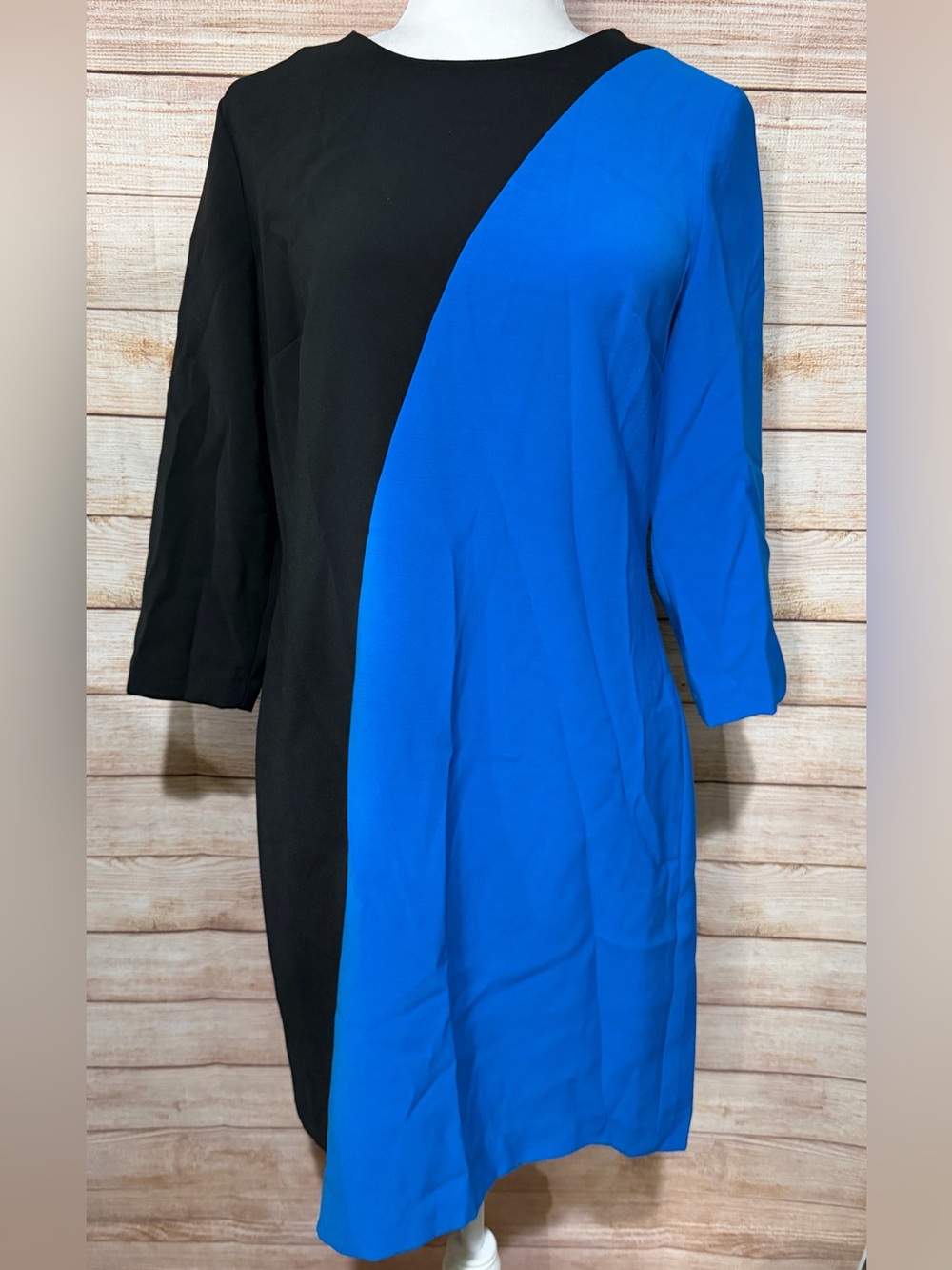Ann Taylor Black and Royal Blue Colorblock Sheath Dress